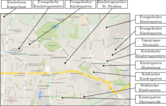  Map with external labels and straight line leaders.
